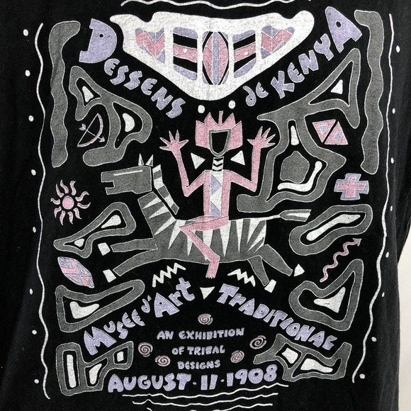 VTG Dessens De Kenya Musee D’Art Museum by Blondie & Bruno Shirt USA Made Stitch - Picture 10 of 12